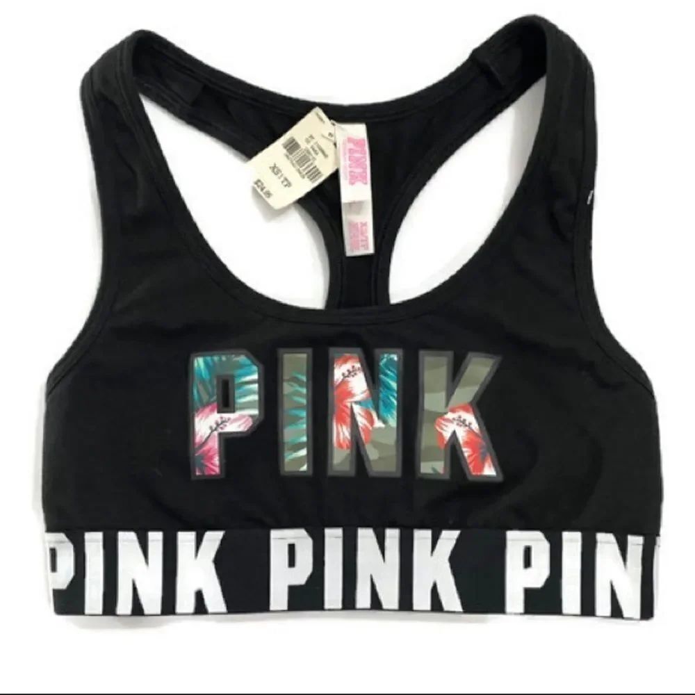 Victorias Secret Pink unlined crop yoga bralette black Medium